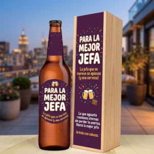 Caja de cerveza XXL regalo para jefa en estuche de madera de pino
