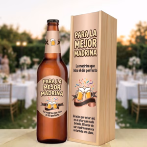 Caja de cerveza XXL regalo para madrina en estuche de madera de pino
