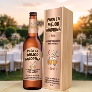 Caja de cerveza XXL regalo para madrina en estuche de madera de pino