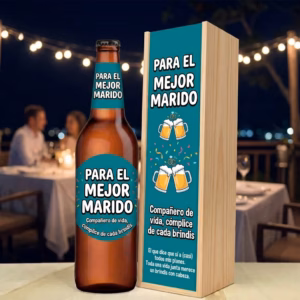 Caja de cerveza XXL regalo para marido en estuche de madera de pino