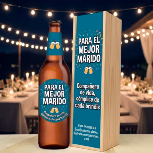 Caja de cerveza XXL regalo para marido en estuche de madera de pino