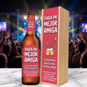 Caja de cerveza XXL regalo para mejor amiga en estuche de madera de pino