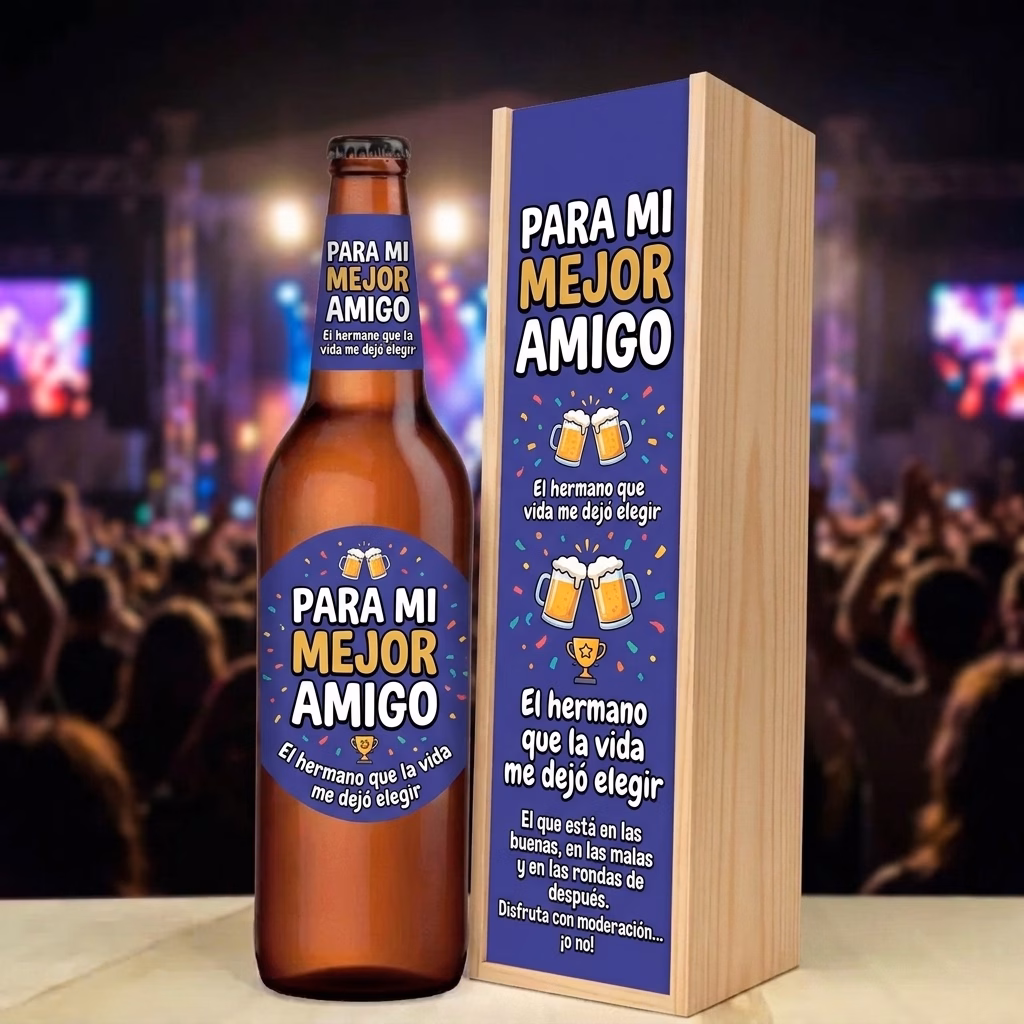 Caja de cerveza XXL regalo para mejor amigo en estuche de madera de pino