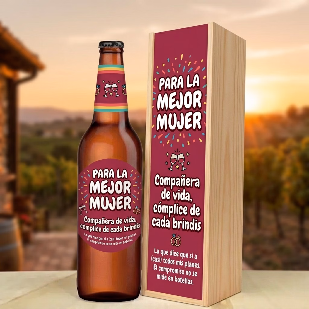 Caja de cerveza XXL regalo para mujer en estuche de madera de pino