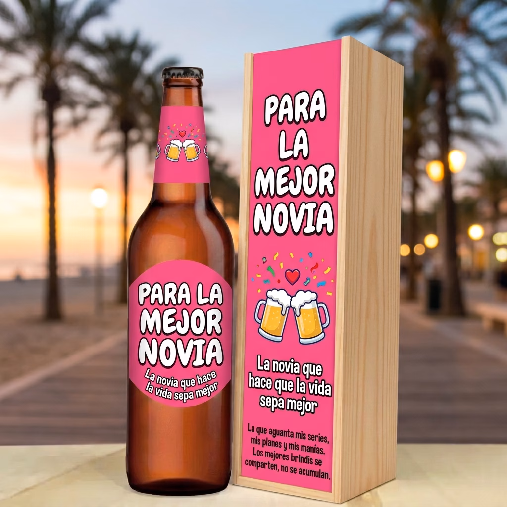 Caja de cerveza XXL regalo para novia en estuche de madera de pino
