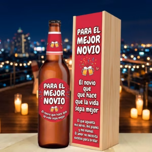 Caja de cerveza XXL regalo para novio en estuche de madera de pino