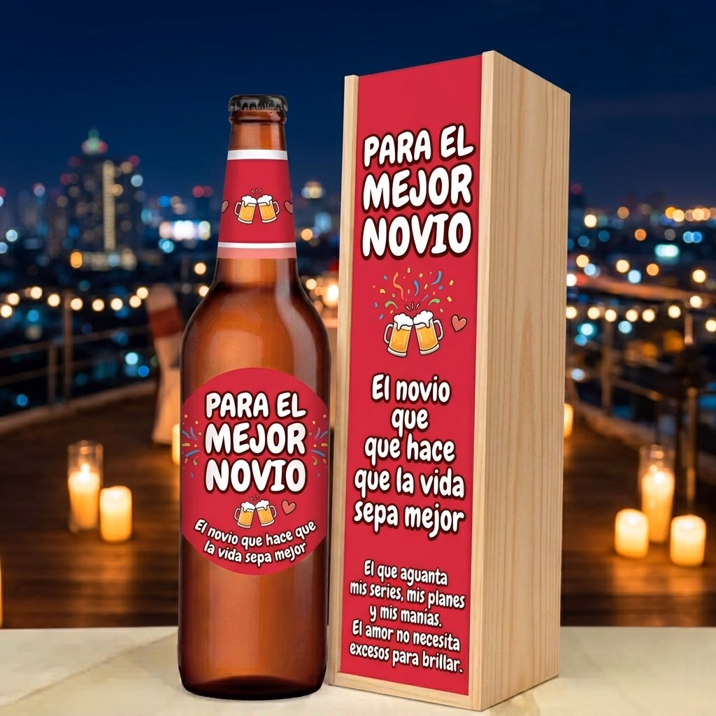 Caja de cerveza XXL regalo para novio en estuche de madera de pino