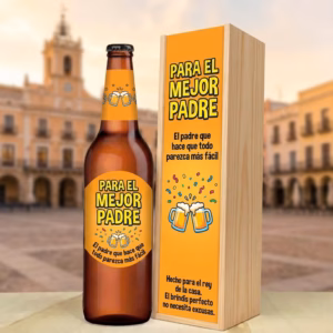 Caja de cerveza XXL regalo para padre en estuche de madera de pino