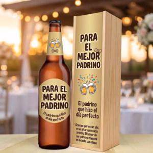 Caja de cerveza XXL regalo para padrino en estuche de madera de pino