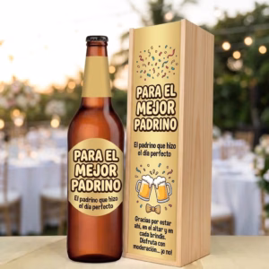 Caja de cerveza XXL regalo para padrino en estuche de madera de pino
