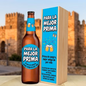 Caja de cerveza XXL regalo para prima en estuche de madera de pino