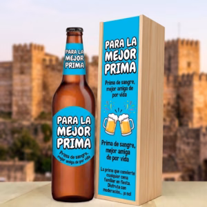 Caja de cerveza XXL regalo para prima en estuche de madera de pino