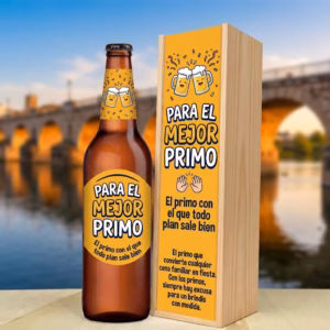 Caja de cerveza XXL regalo para primo en estuche de madera de pino