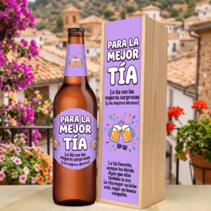 Caja de cerveza XXL regalo para tía en estuche de madera de pino