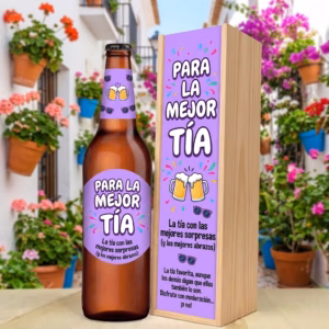 Caja de cerveza XXL regalo para tía en estuche de madera de pino