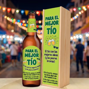 Caja de cerveza XXL regalo para tío en estuche de madera de pino