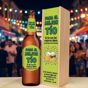 Caja de cerveza XXL regalo para tío en estuche de madera de pino