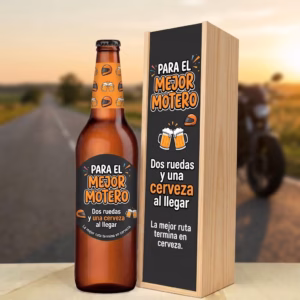 Caja de cerveza XXL regalo para moteros en estuche de madera de pino