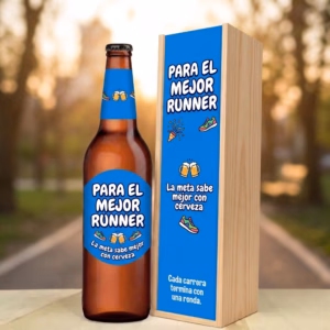 Caja de cerveza XXL regalo para runners en estuche de madera de pino