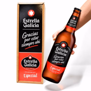 Estuche con cerveza Estrella Galicia y mensaje Gracias por estar siempre ahí