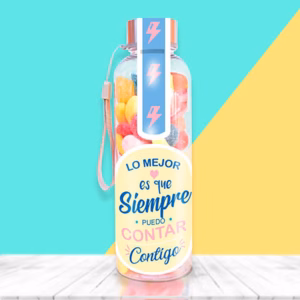 Botella con gominolas poder contar contigo es mi poder favorito.