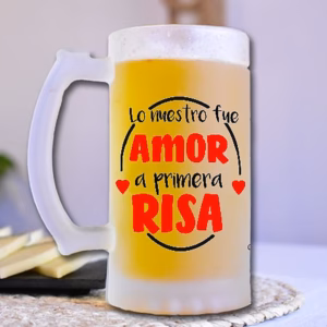 Jarra de cerveza lo nuestro fue amor a primera risa