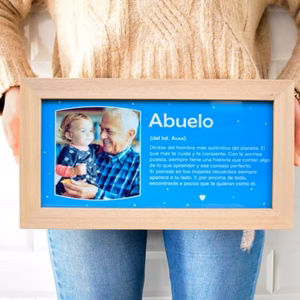 Marco de fotos de madera con dedicatoria de abuelo.