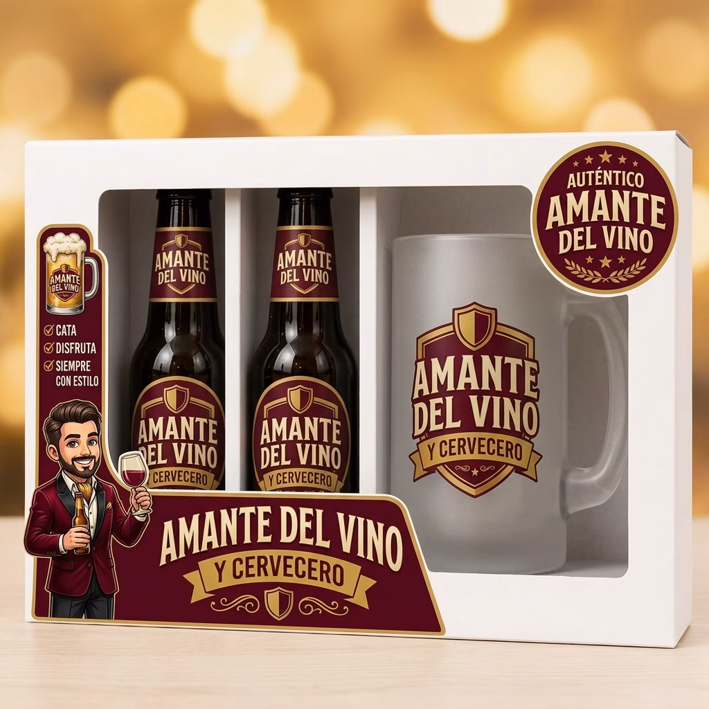 Estuche de cerveza y jarra regalo para amantes del vino