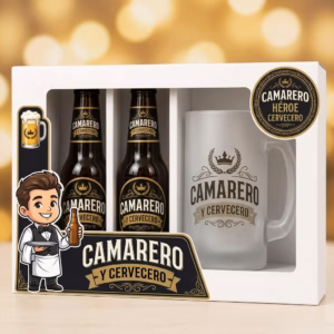 Estuche de cerveza y jarra regalo para camarero