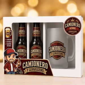 Estuche de cerveza y jarra regalo para camionero