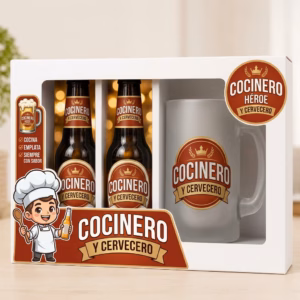 Estuche de cerveza y jarra regalo para cocinero o chef