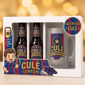 Estuche de cerveza y jarra regalo para culés