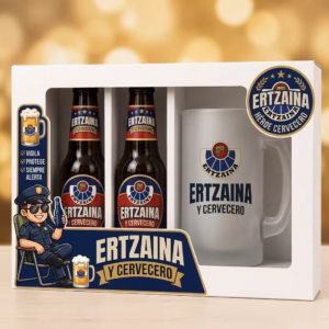 Estuche de cerveza y jarra regalo para ertzaina