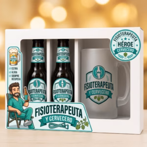 Estuche de cerveza y jarra regalo para fisioterapeuta