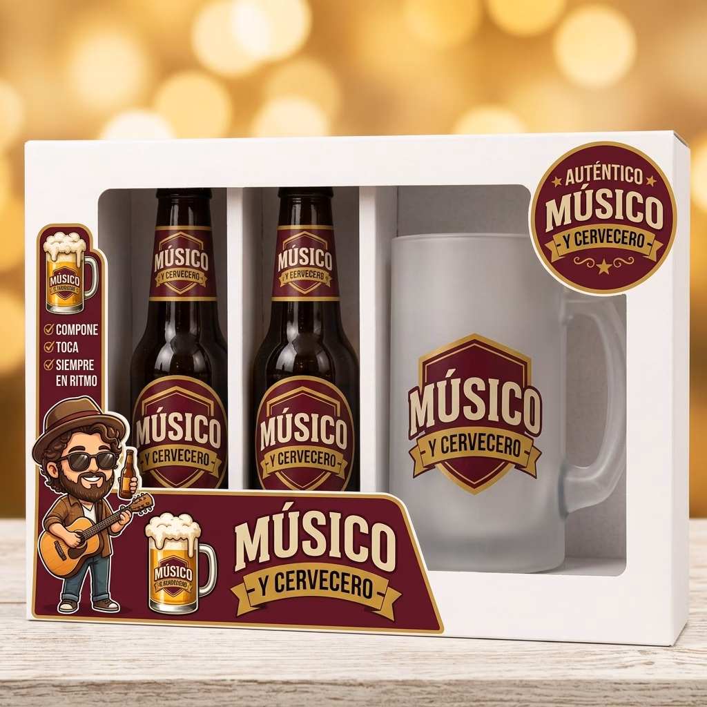 Estuche de cerveza y jarra regalo para músicos
