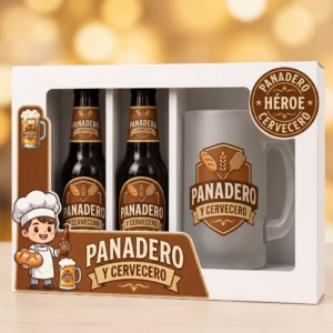 Estuche de cerveza y jarra regalo para panadero
