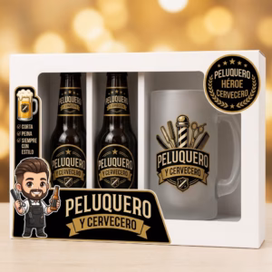 Estuche de cerveza y jarra regalo para peluquero o barbero
