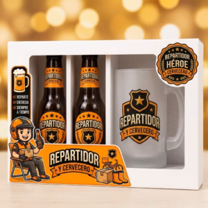 Estuche de cerveza y jarra regalo para repartidor