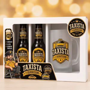 Estuche de cerveza y jarra regalo para taxista
