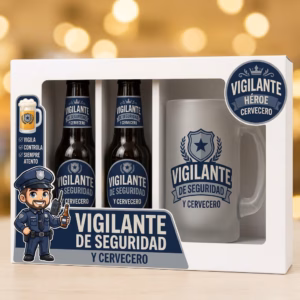 Estuche de cerveza y jarra regalo para vigilante de seguridad