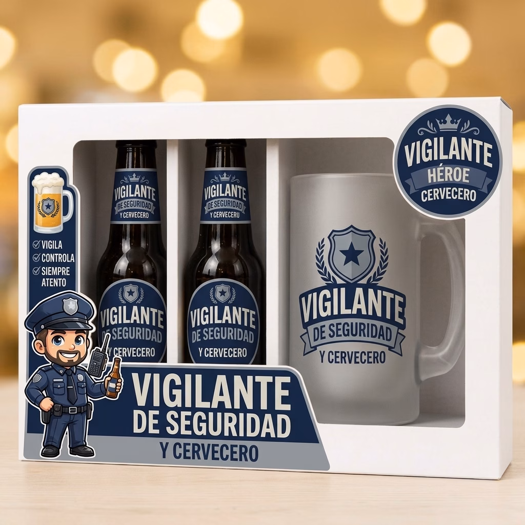 Estuche de cerveza y jarra regalo para vigilante de seguridad