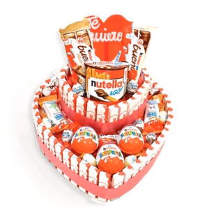 Tarta de dos pisos con chocolates Kinder.